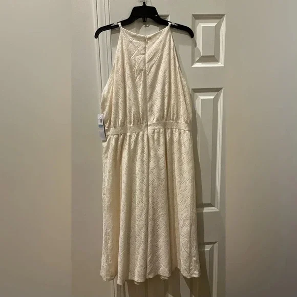 NWT London Times Off-White Diamond Lace Midi Sleeveless Dress (16) - Picture 5 of 8